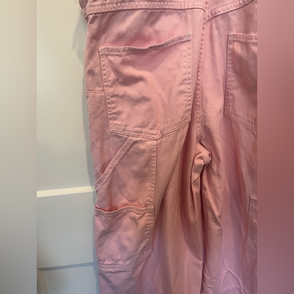 Lindy Bop Pink Overalls Wide Leg Carpenter Capri Retro 50s - Picture 12 of 16